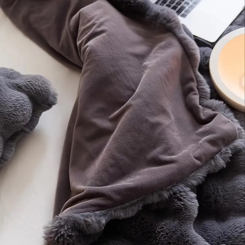 JINHUANYI Faux rabbit hair bubble ball blanket