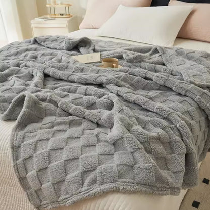JINHUANYI Reversible Waffle Towers Hibiscus Blanket