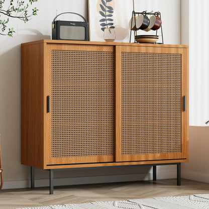 LEJIAJU sideboard   Household storage cabinet Nordic solid wood rattan side cabinet