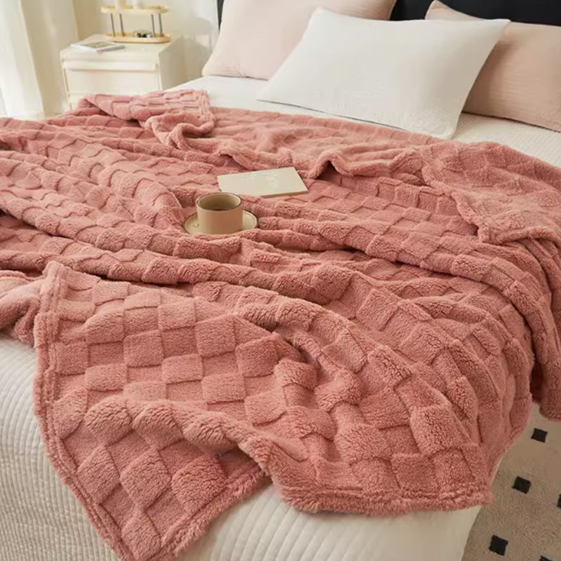 JINHUANYI Reversible Waffle Towers Hibiscus Blanket