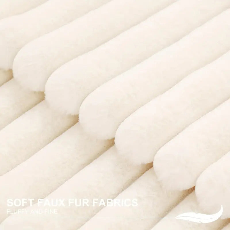 JINHUANYI Vertical Stripe Faux Rabbit Fur Pillow
