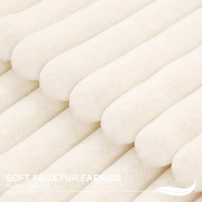 JINHUANYI Vertical Stripe Faux Rabbit Fur Pillow