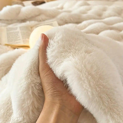 JINHUANYI Faux rabbit hair bubble ball blanket