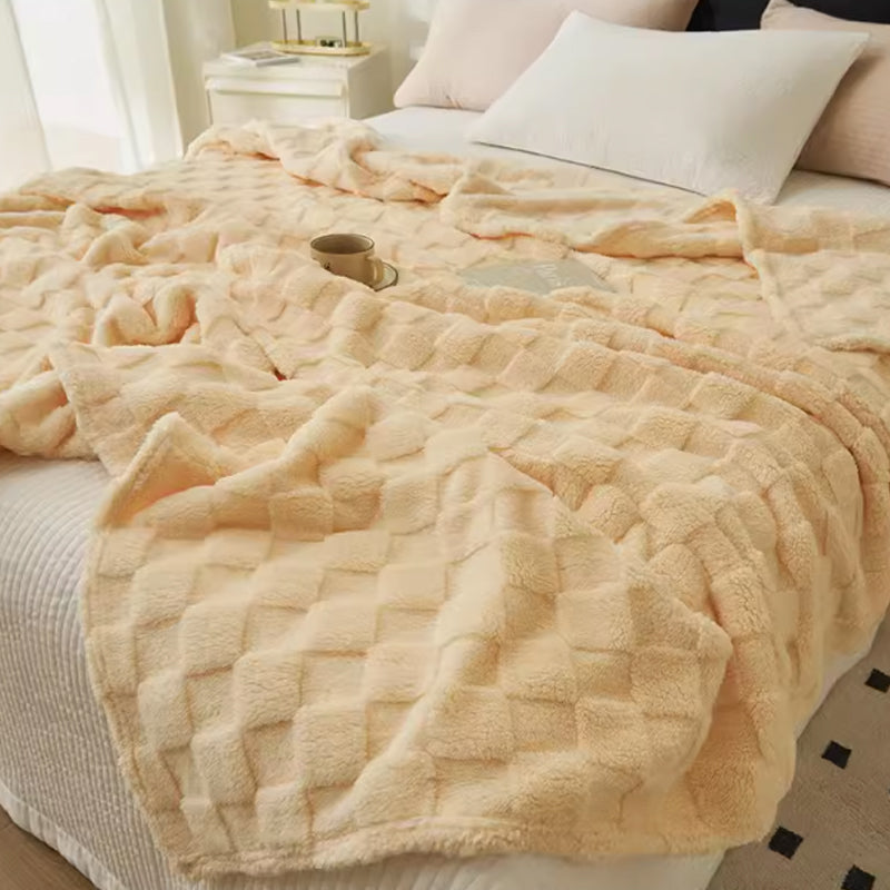 JINHUANYI Reversible Waffle Towers Hibiscus Blanket