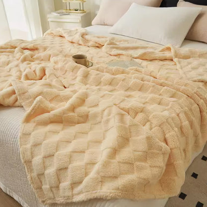 JINHUANYI Reversible Waffle Towers Hibiscus Blanket